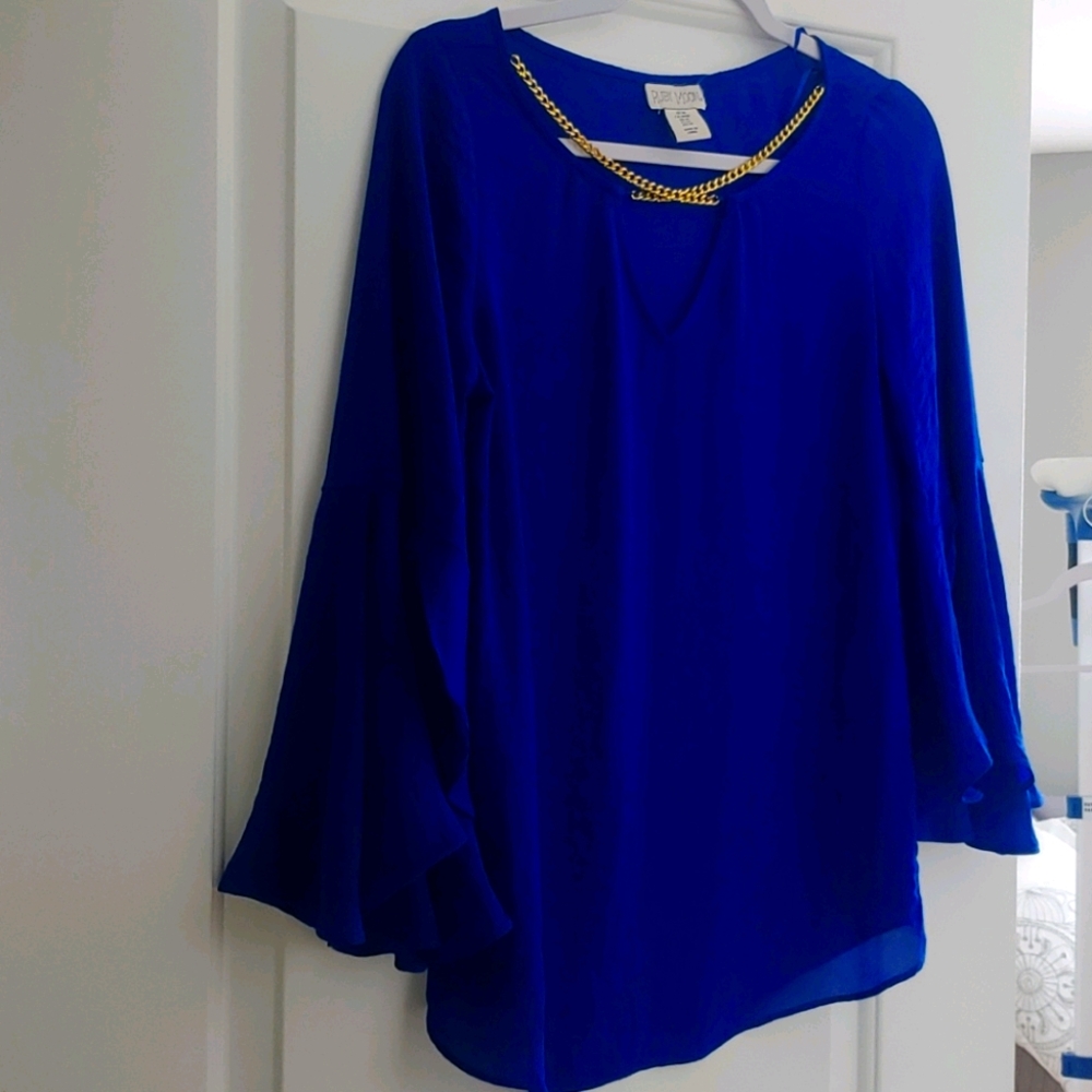NWT Blue Flowy Top